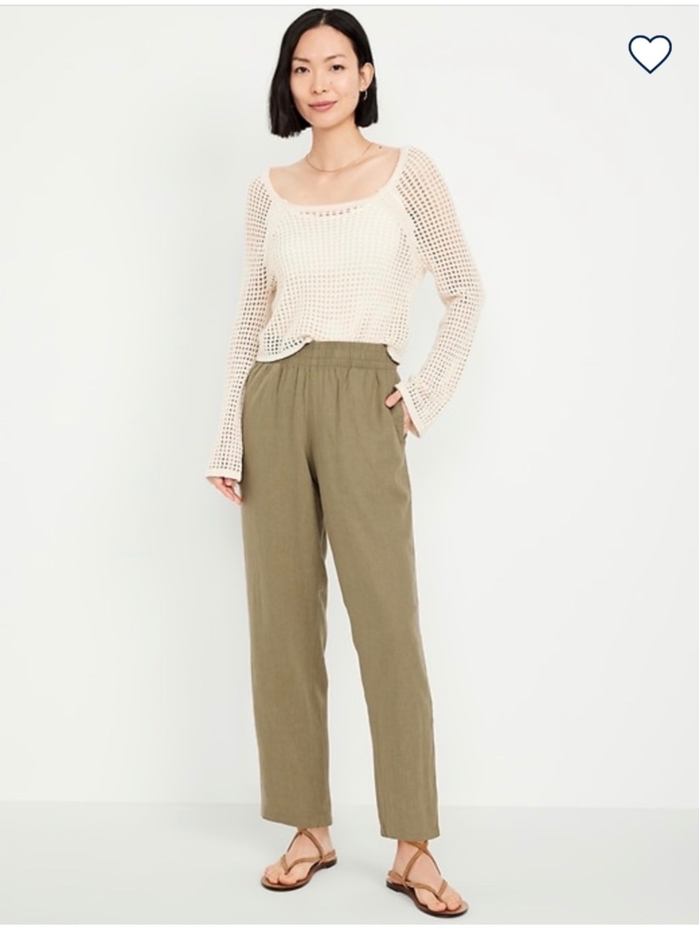 Old Navy High-Waisted Linen-Blend Straight Ankle Pants in Tombu XL Tall
